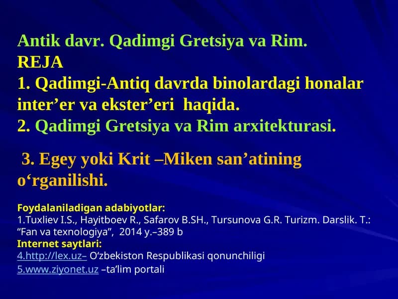 Antik davr. Qadimgi Gretsiya va Rim
