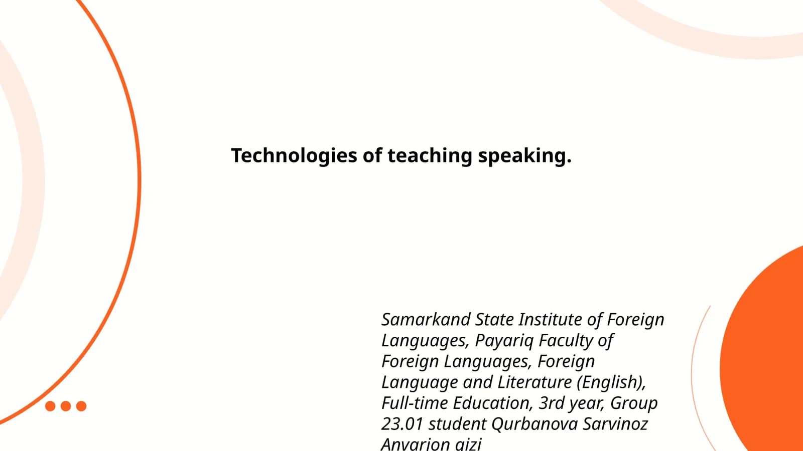 Technologies of teaching speaking