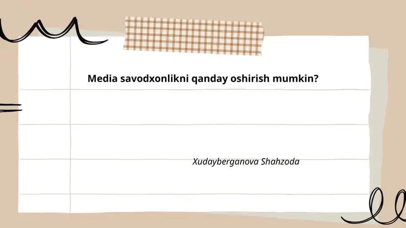 Maktablarda media savodxonlik darslarini joriy etish