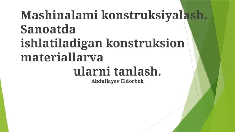 Zamonaviy Konstruksion Materiallar va Ularning Xususiyatlari