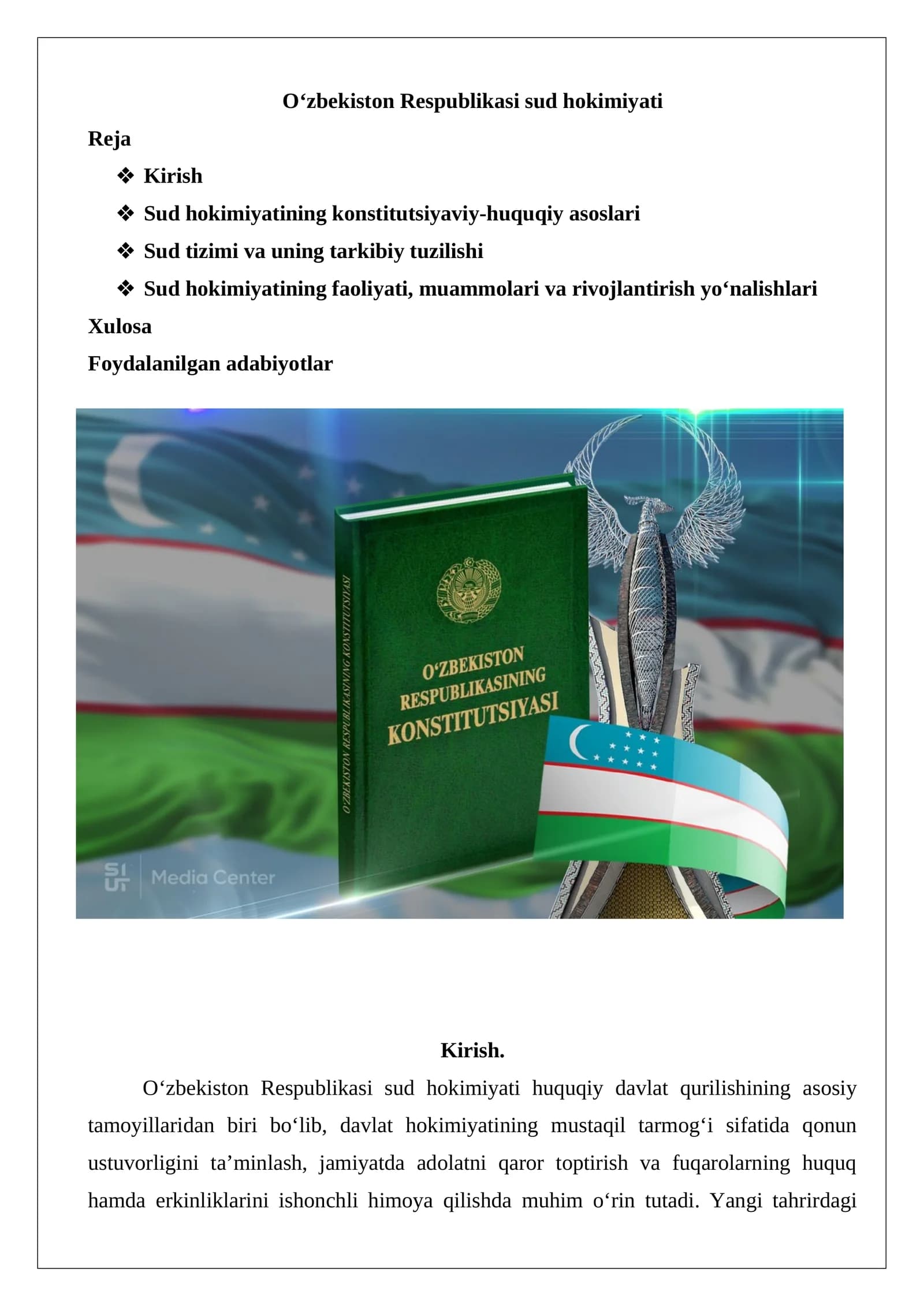 O‘zbekiston Respublikasi sud hokimiyati