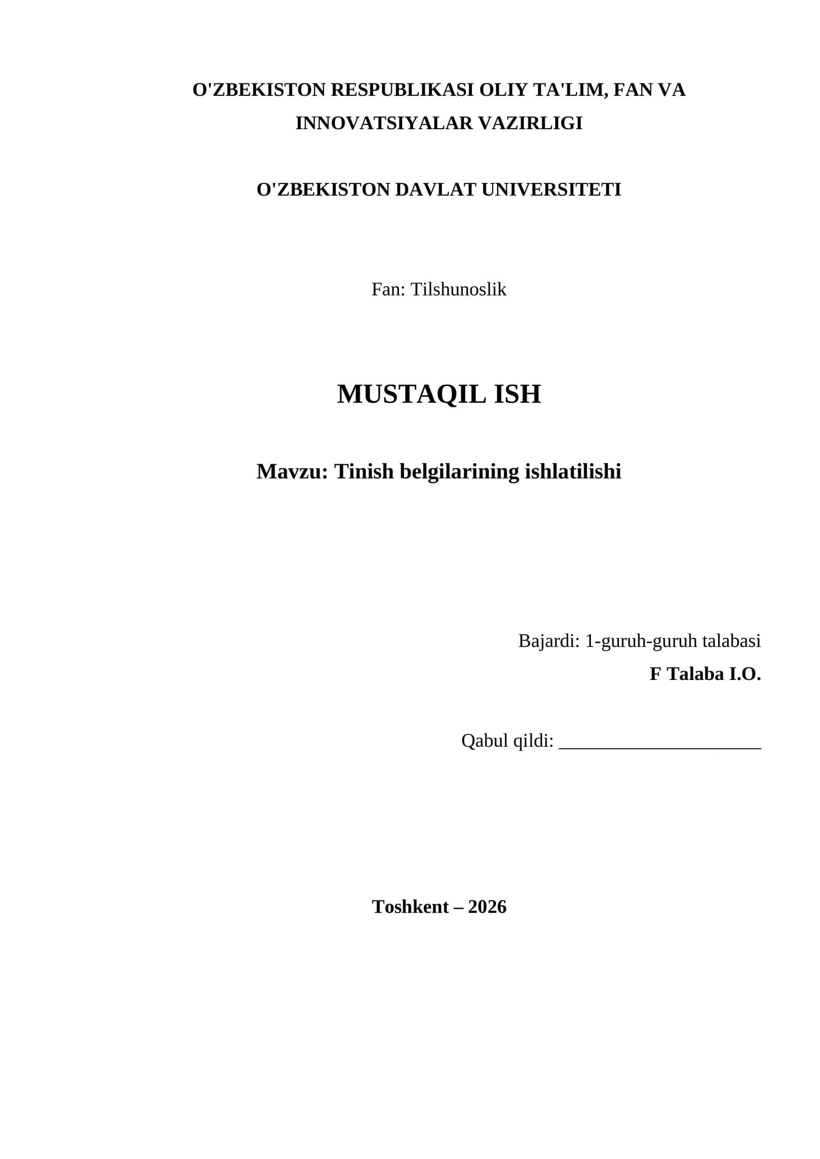 Tinish bеlgilarining ishlatilishi