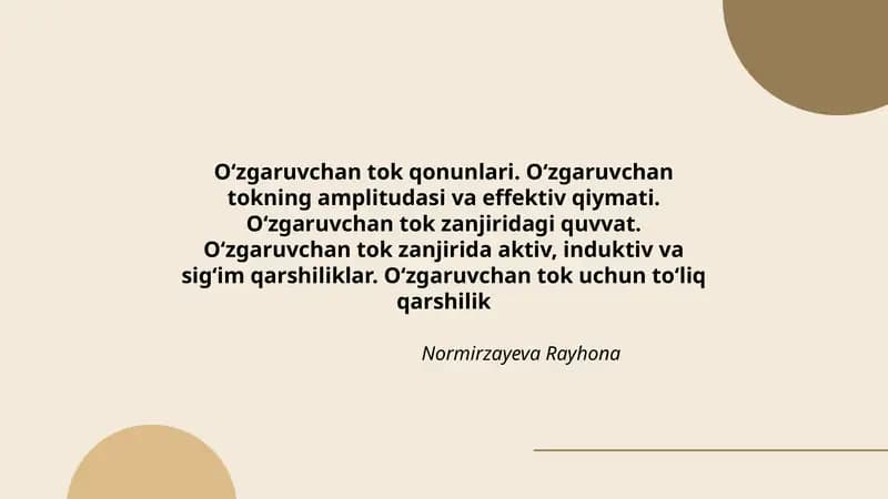 O‘zgaruvchan toklar