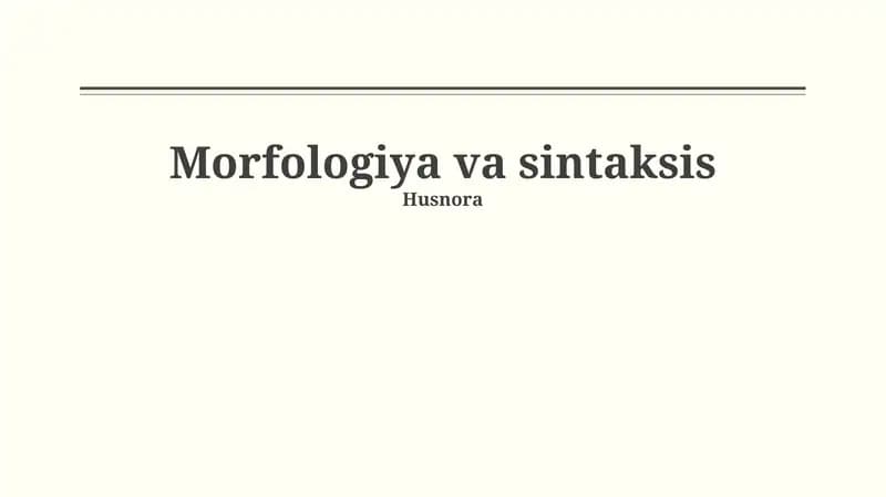 Morfologiya va Sintaksis