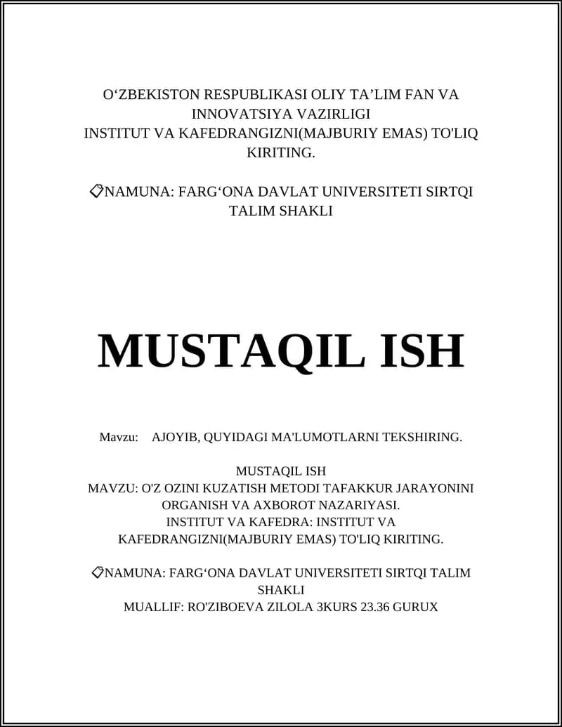 O'z-o'zini kuzatish metodi