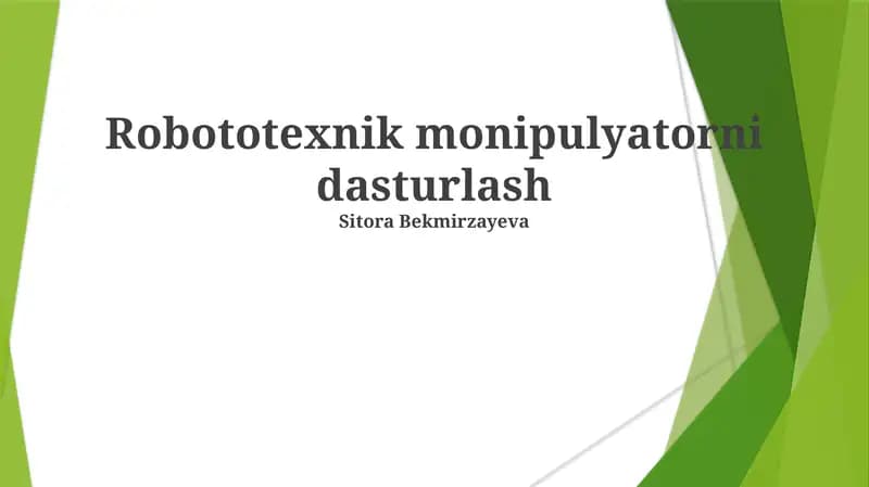 Robototexnik monipulyatorni dasturlash