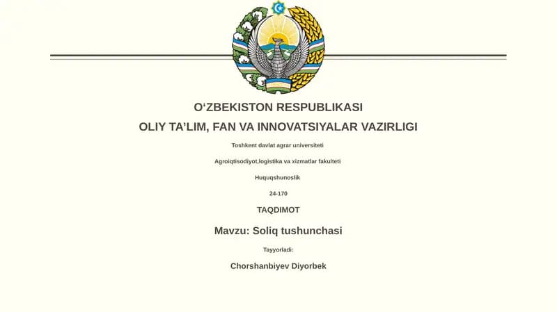 Soliq tushunchasi