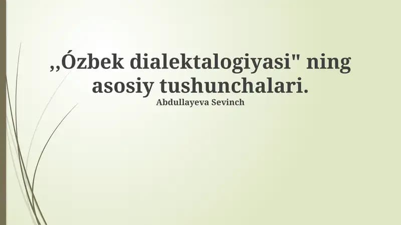 Oʻzbek dialektalogiyasi