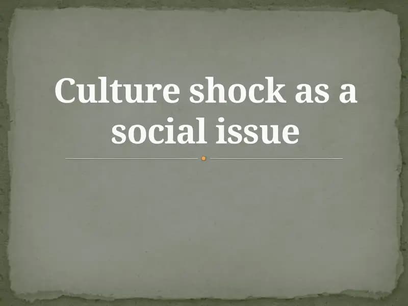 Culture shock as a social issue
