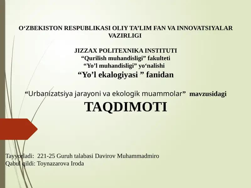 Urbanizatsiya tushunchasi