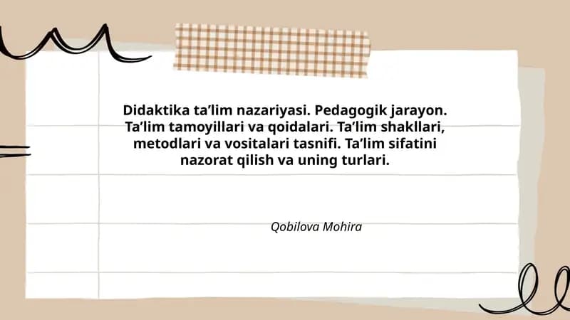 Didaktika ta’lim nazariyasi