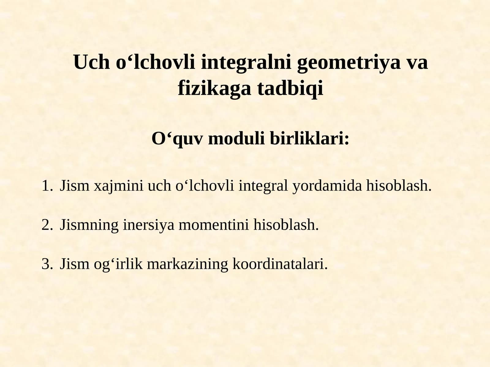 Uchо‘lchovli integralni geometriyava fizikaga tadbiq