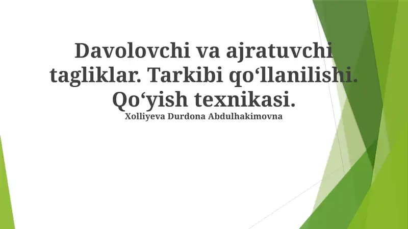 Davolovchi va ajratuvchi tagliklar
