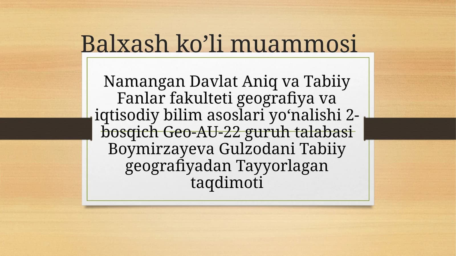 Balxash ko'li muammosi