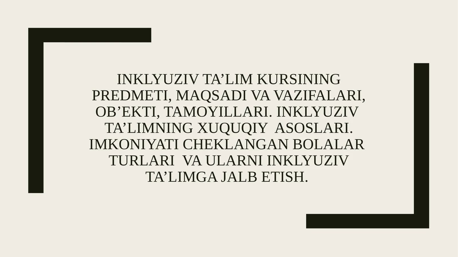 Maxsus pedagogika inklyuziv ta'lim kursi