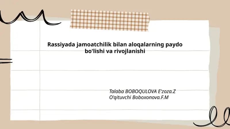 Rassiyada jamoatchilik bilan aloqalarning tarixiy ildizlari