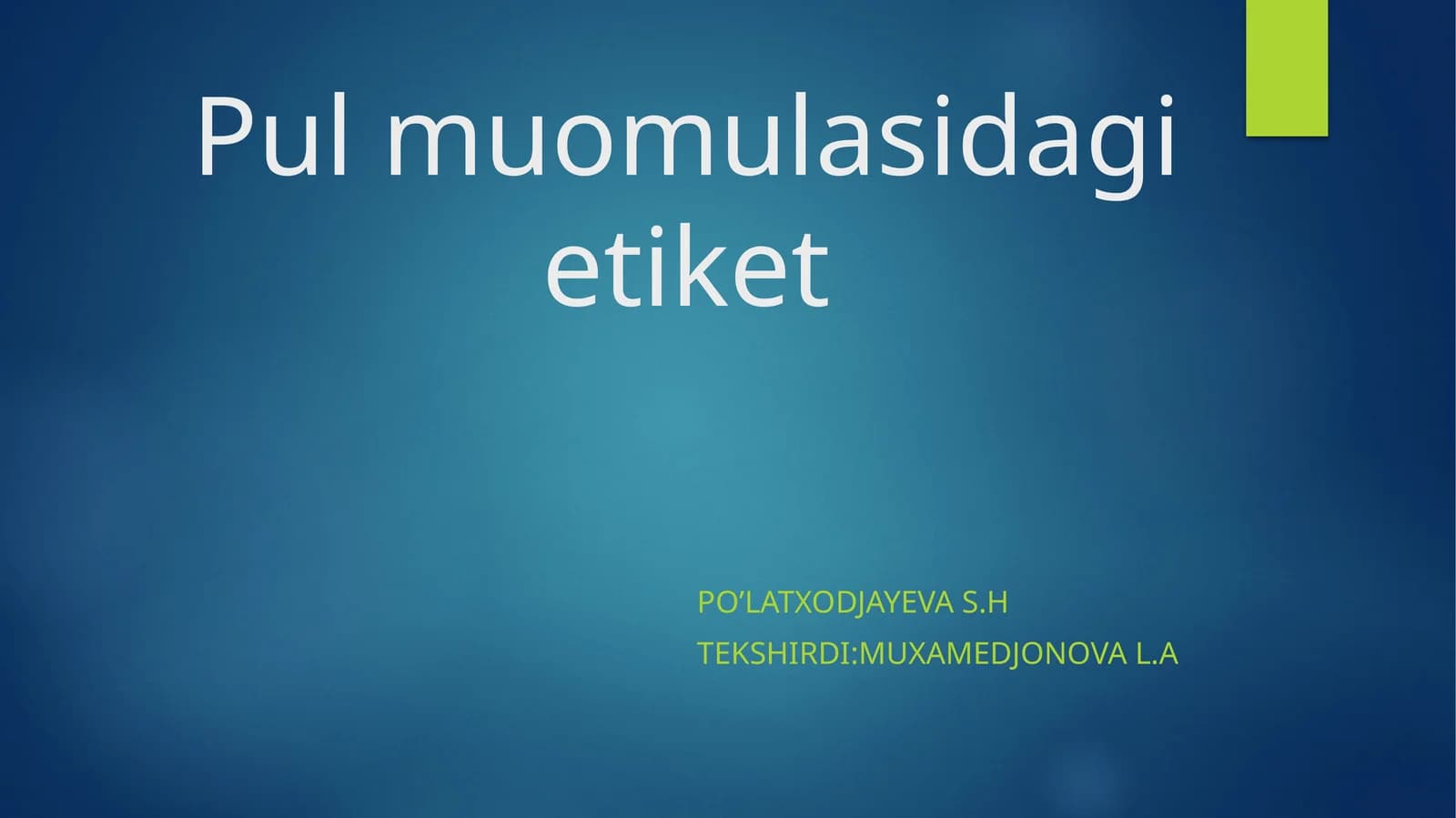 Pul muomulasidagi etiket