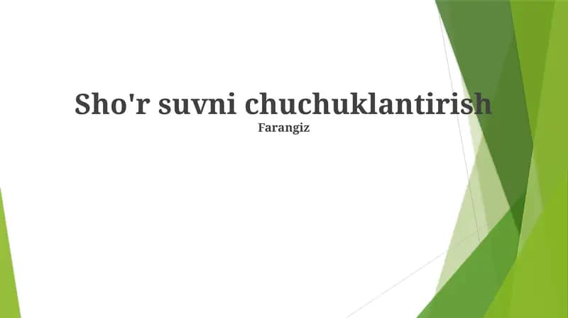 Sho'r suvni chuchuklantirish