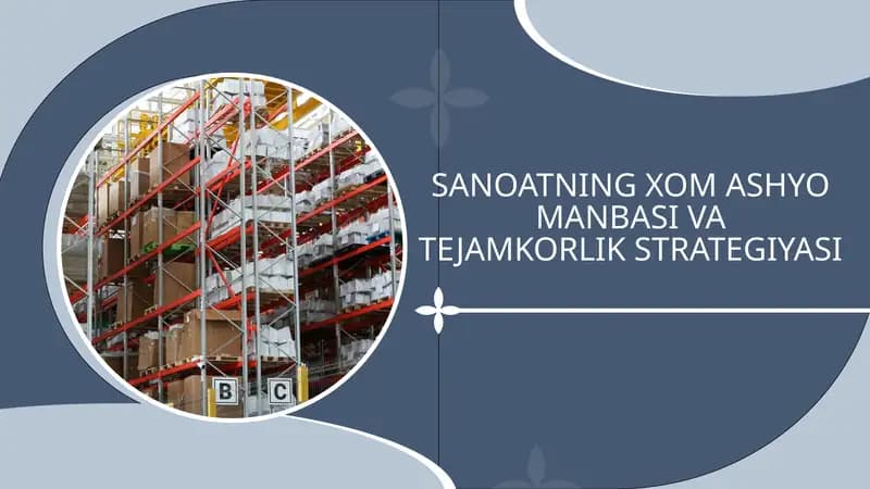 SANOATNING XOM ASHYO MANBASI VA TEJAMKORLIK STRATEGIYASI