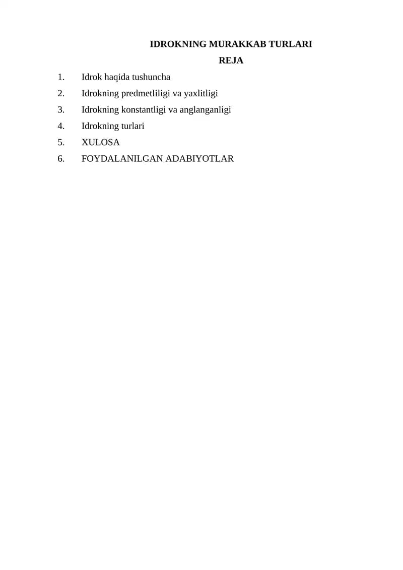 IDROKNING MURAKKAB TURLARI