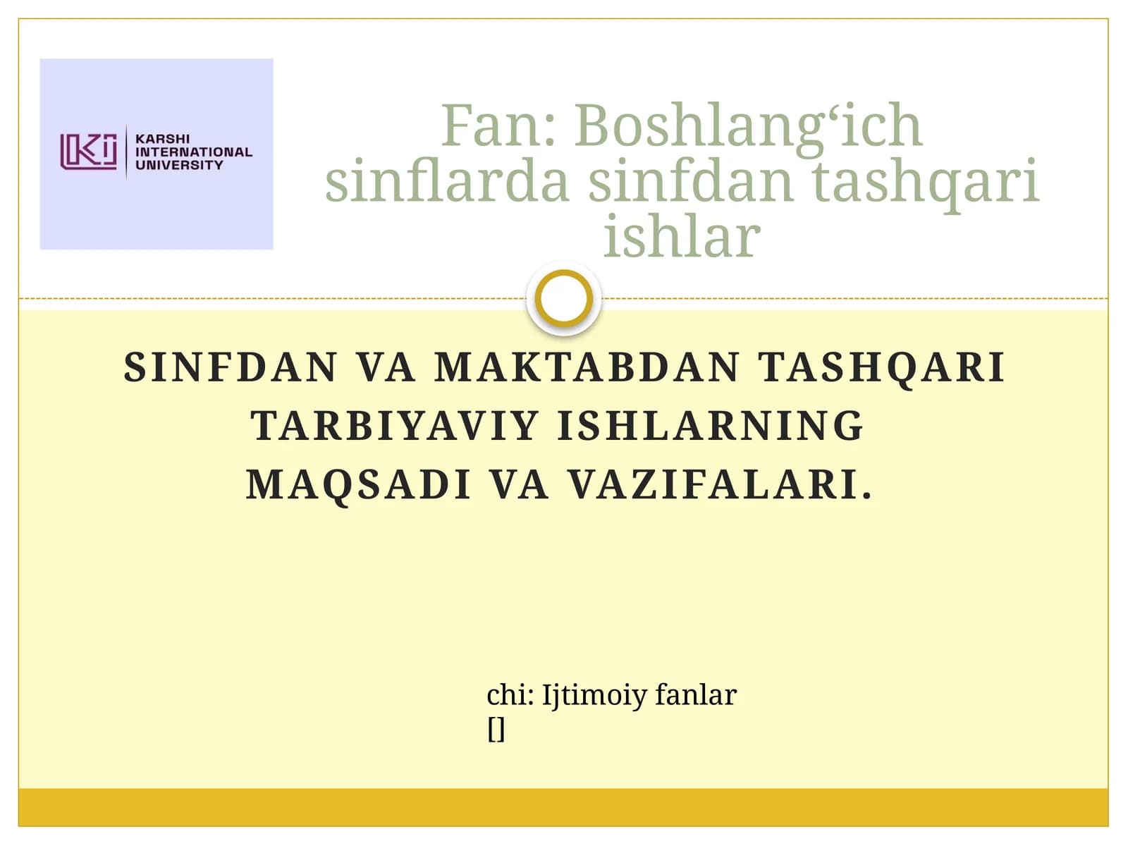 Tarbiyaviy ishlar metodikasi