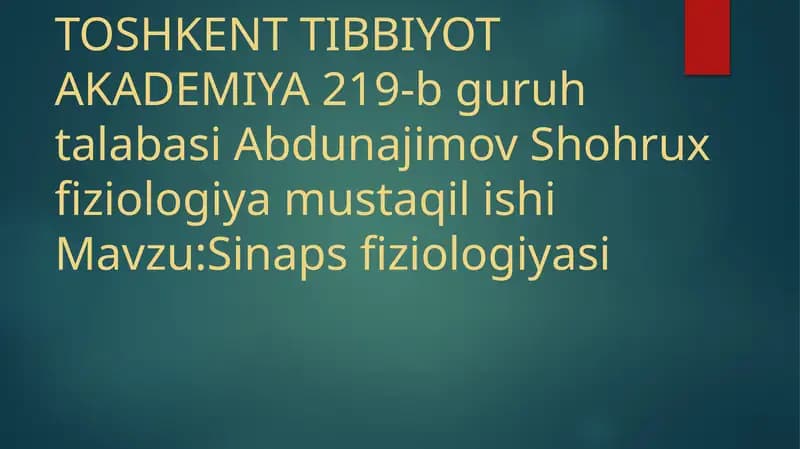 Sinapsfiziologiyasi