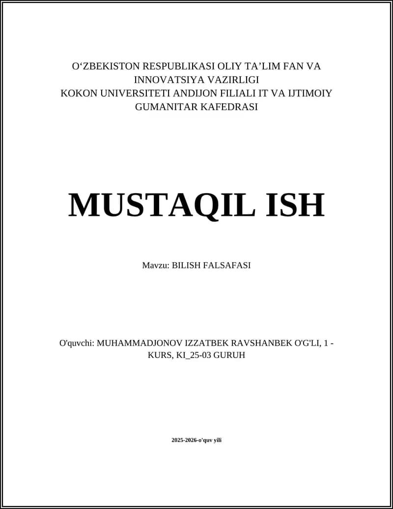 BILISH FALSAFASI