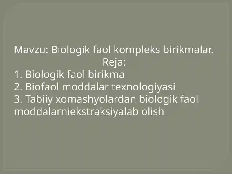 Biologik faol kompleks birikmalar
