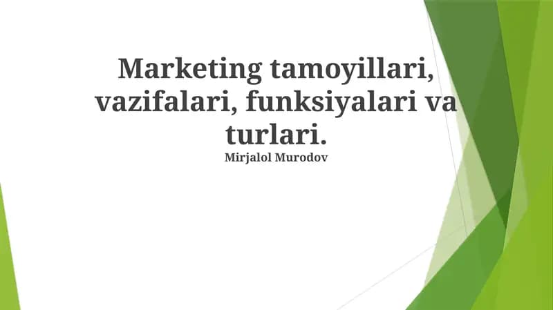 Marketingning asosiy tamoyillari