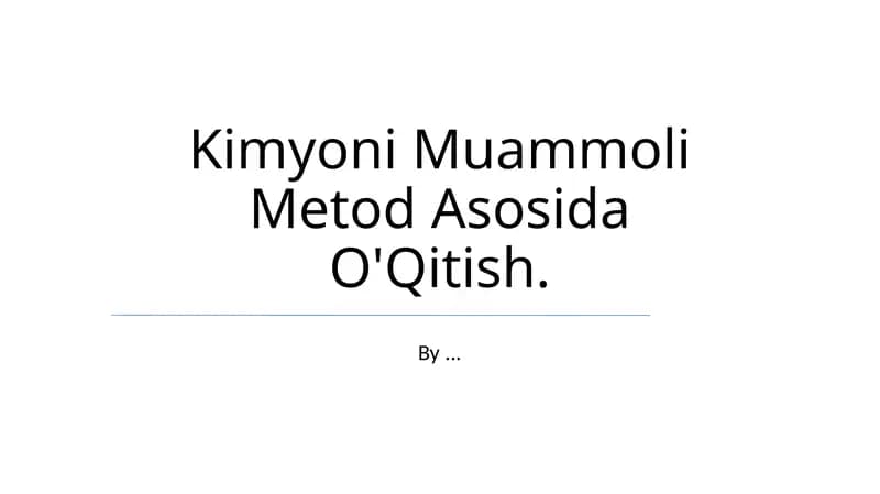 Kimyoni Muammoli Metod Asosida O'Qitish
