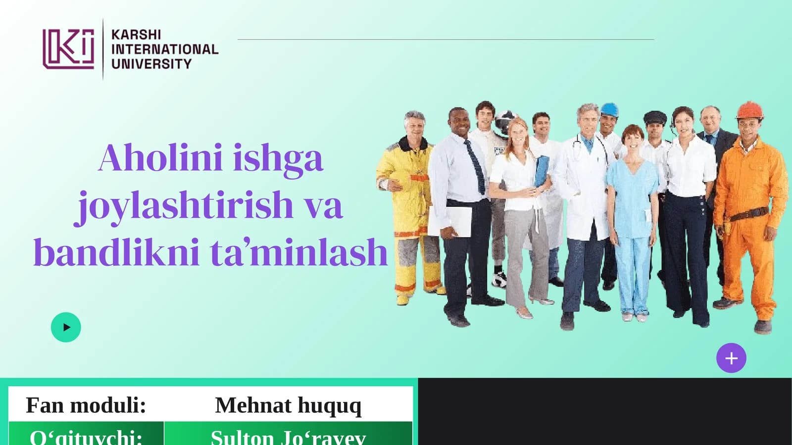 Aholini ishga joylashtirish va bandlikni ta’minlash