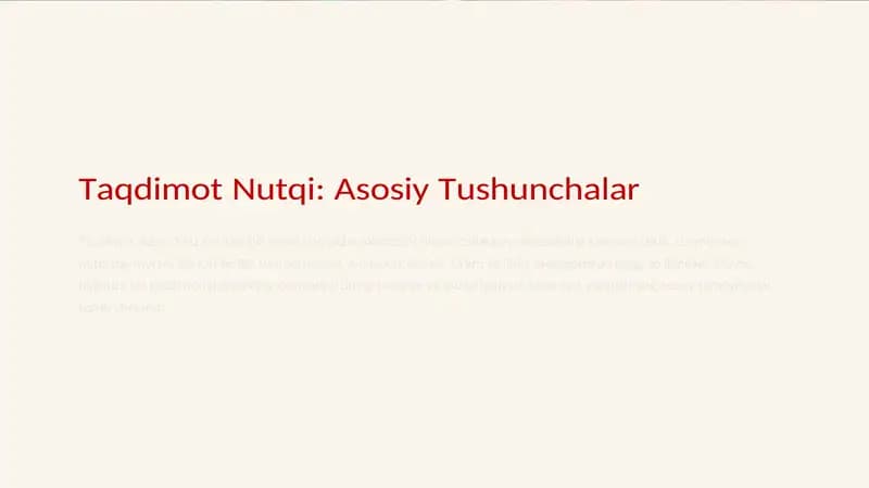 Taqdimot Nutqi: Asosiy Tushunchalar