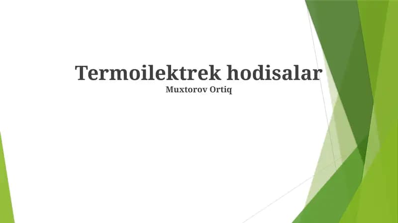 Termoelektr hodisalari