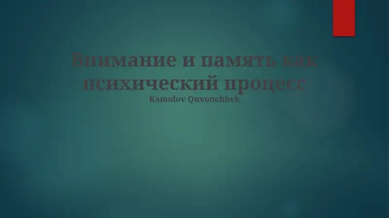 Внимание и память как психический процесс