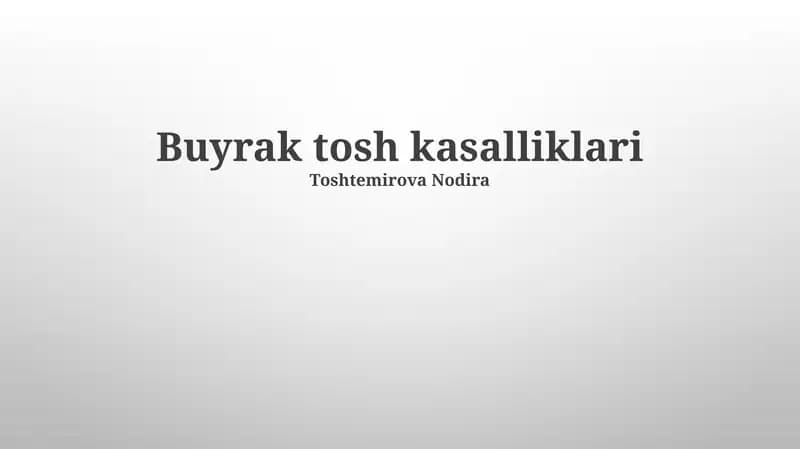 Buyrak tosh kasalliklari