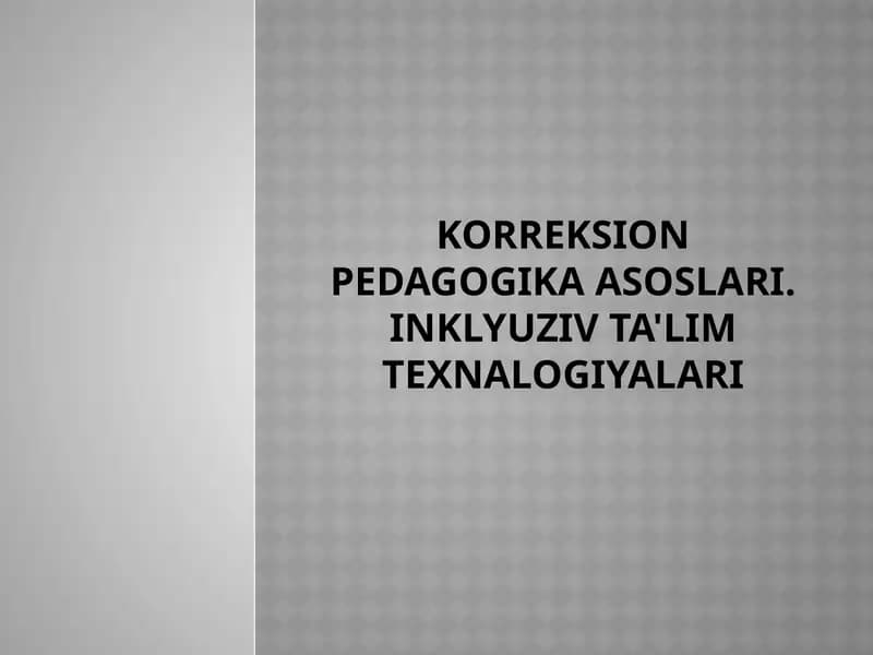 Korreksionpedagogika asoslari