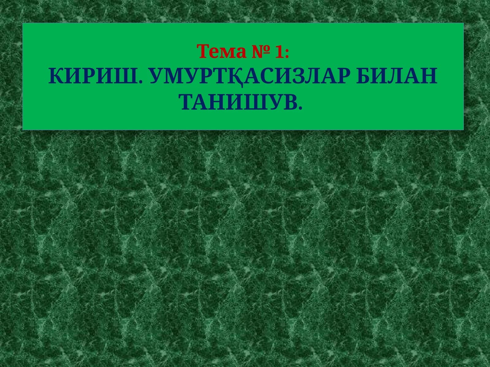 Тема№ 1:кириш. Умуртқасизлар билан танишув