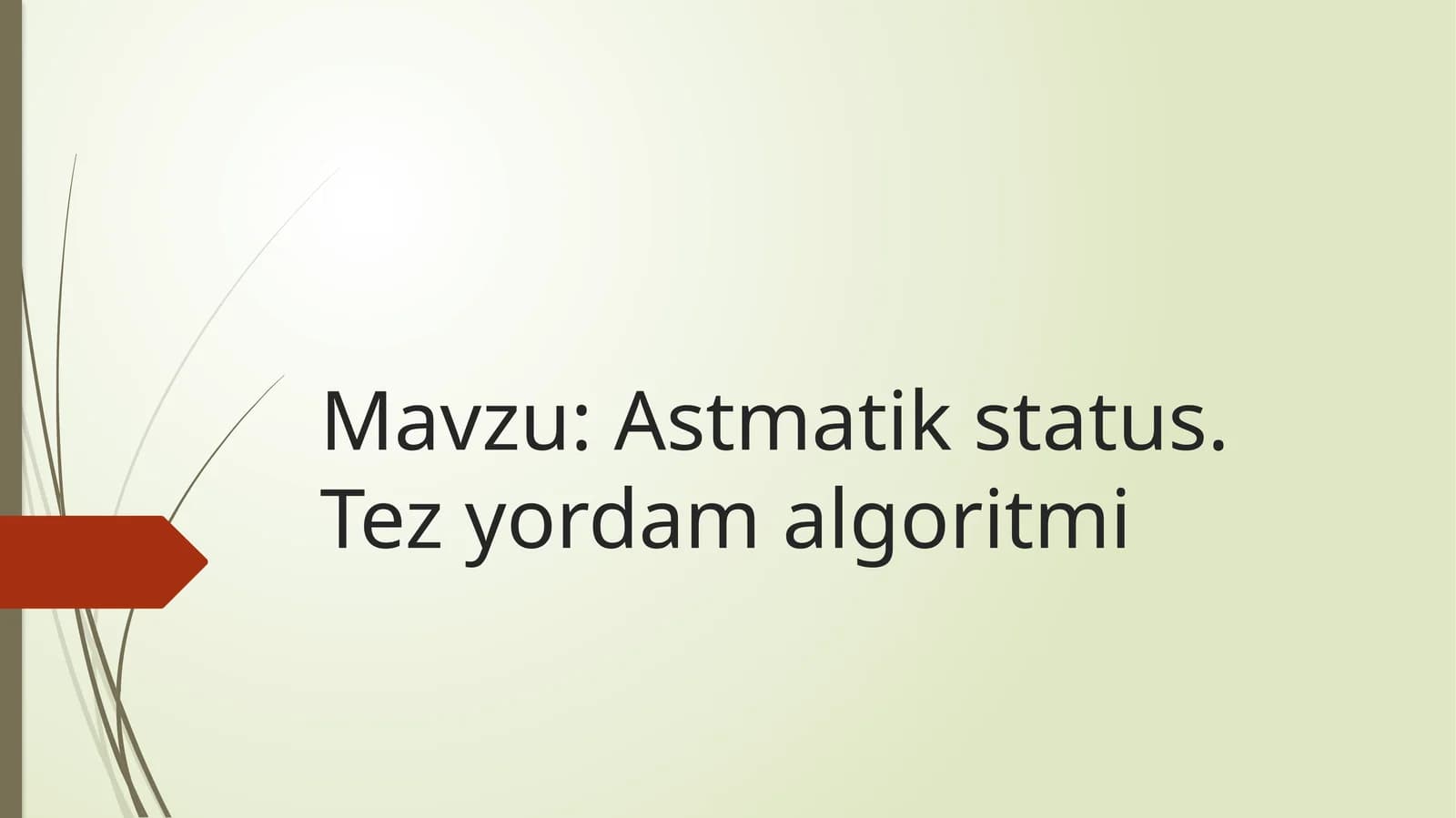 Astmatik status. Tez yordam algoritmi