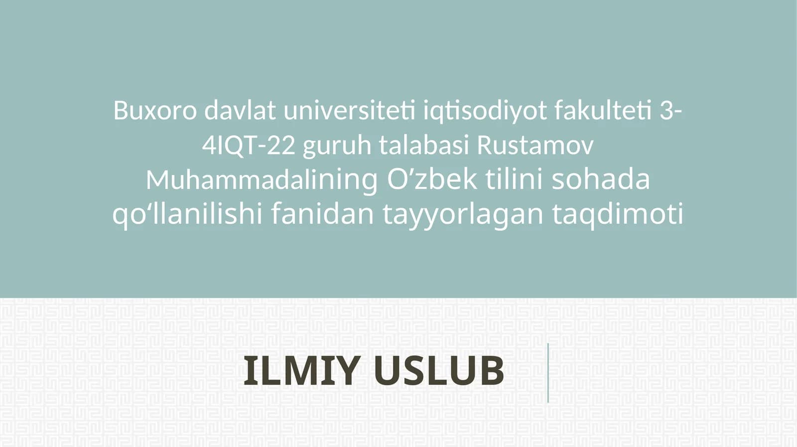 ILMIY USLUB