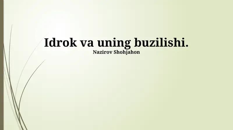 Idrok va uning buzilishi