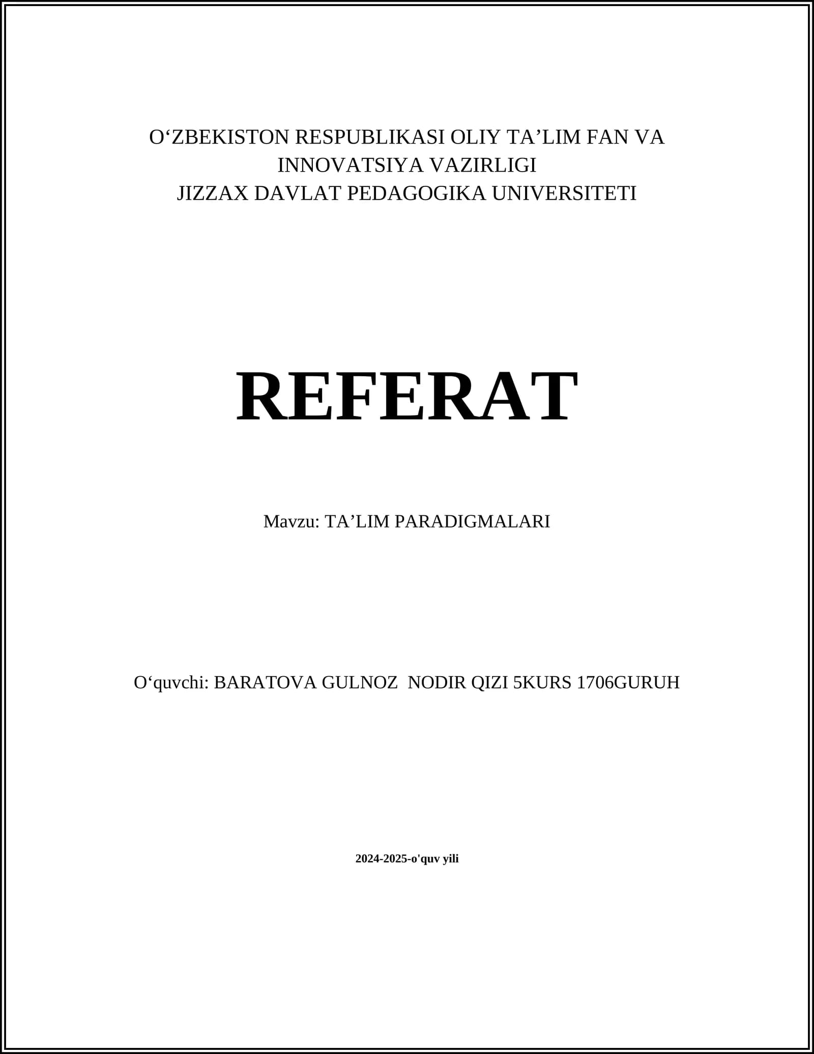 TAʼLIM PARADIGMALARI