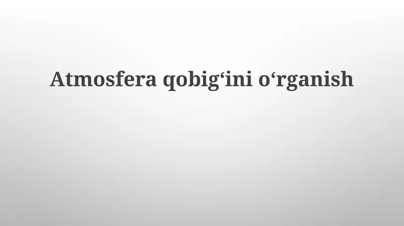 Atmosfera Tadqiqot Usullari