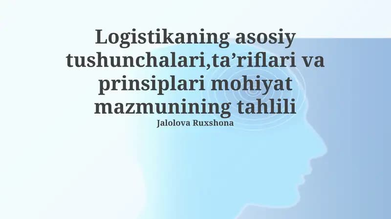 Logistika asoslari