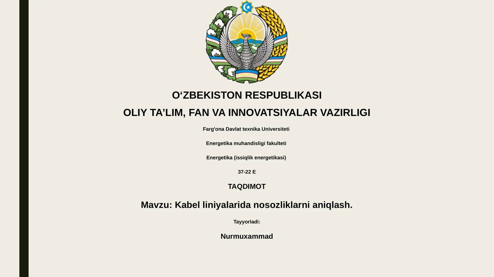 Kabel liniyalarida nosozliklarni aniqlash