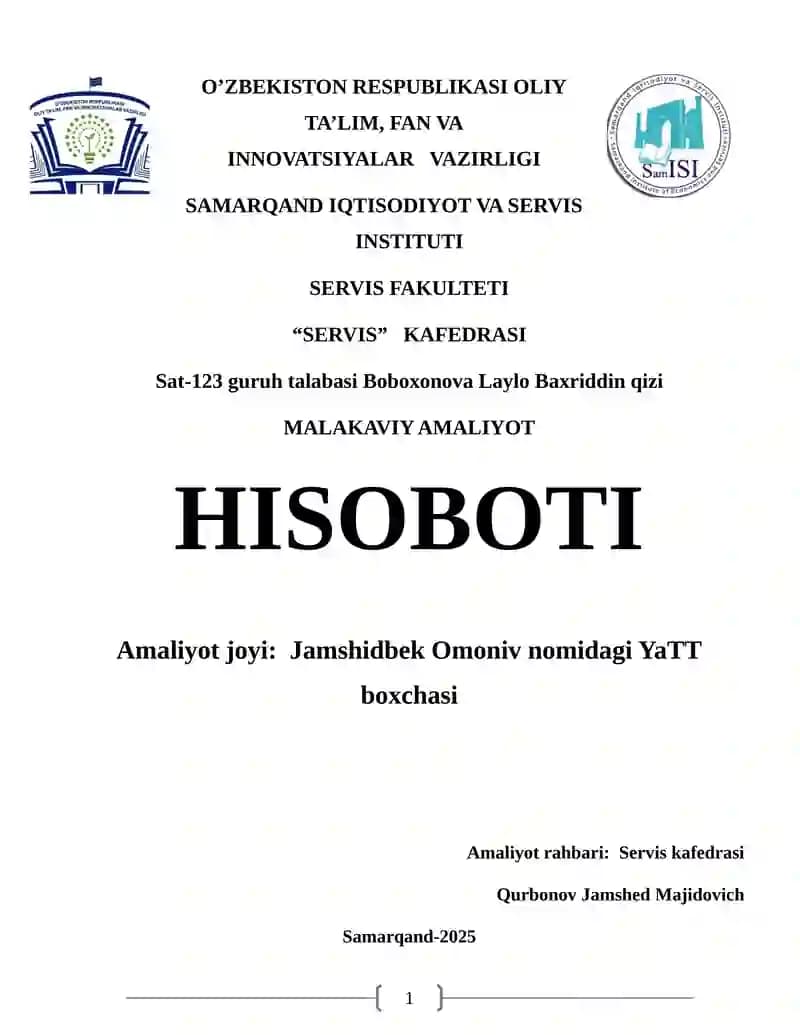 Malakaviy amaliyot hisoboti