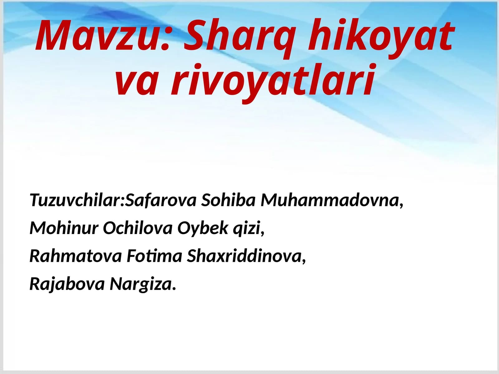 Sharq hikoyat va rivoyatlari