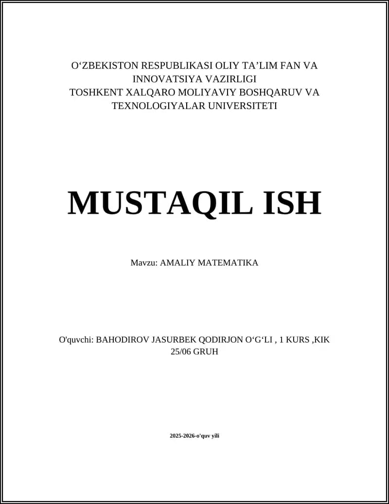 AMALIY MATEMATIKA