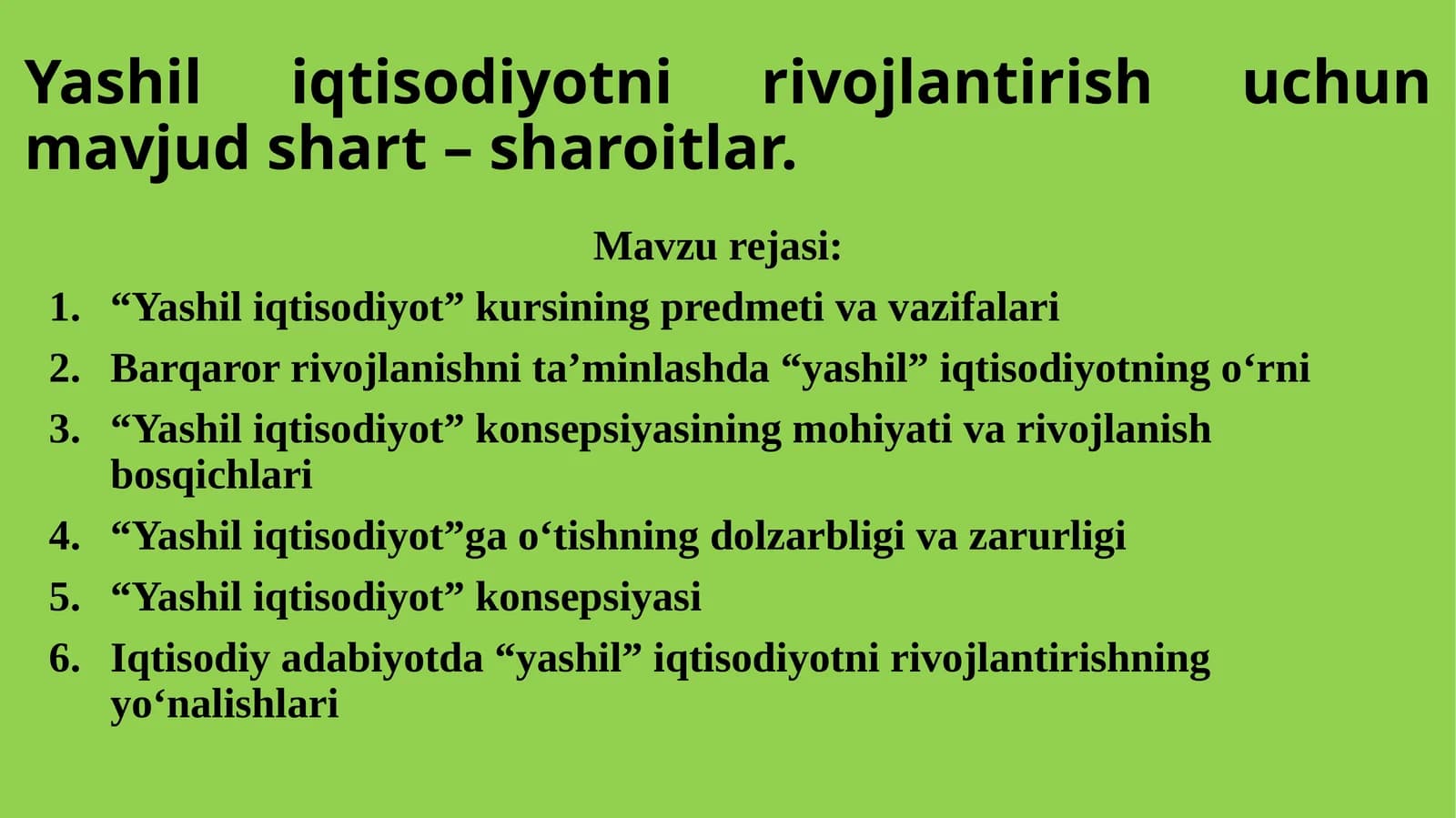 Yashili Iqtisodiyot