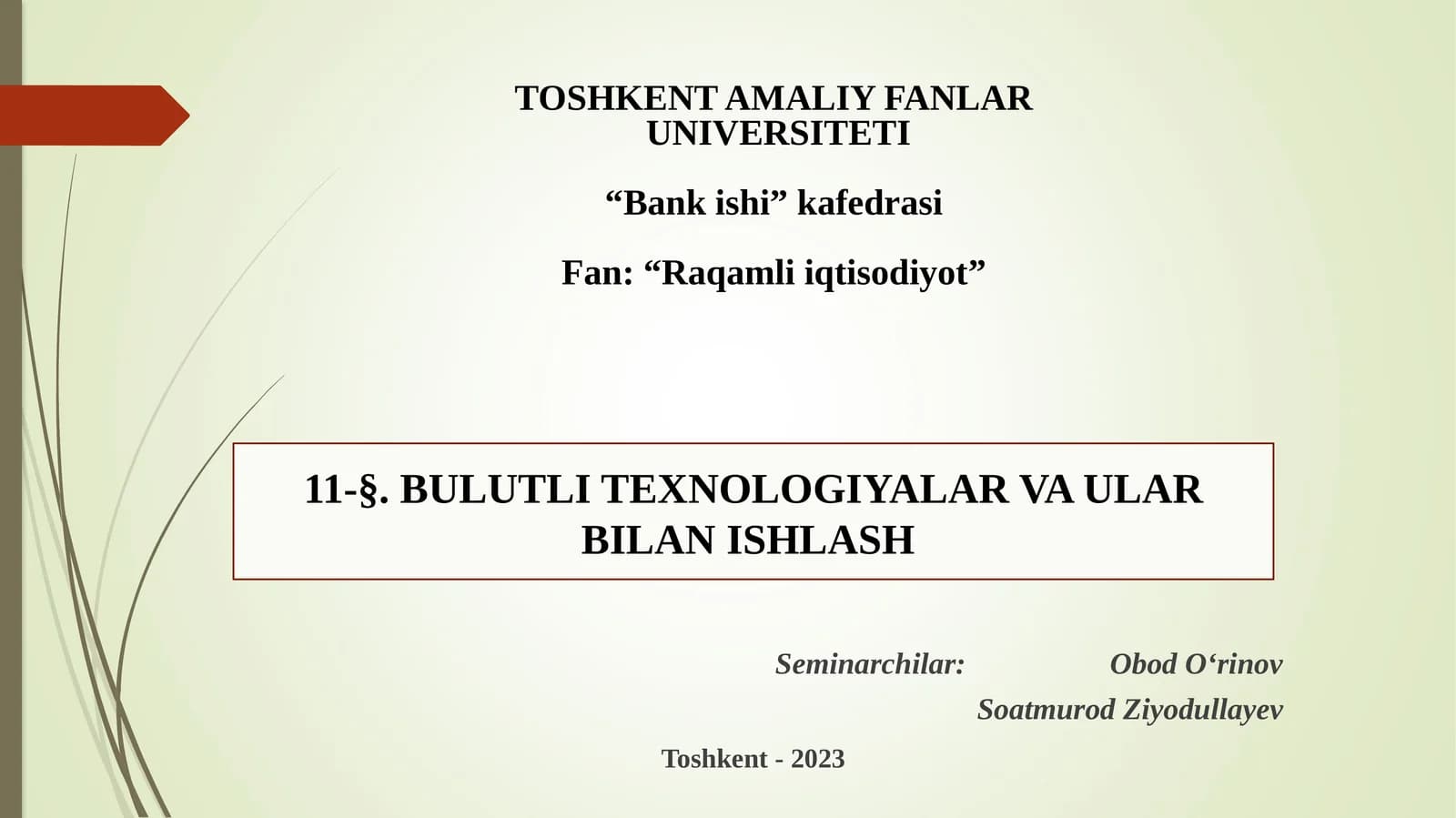 Bulutli Texnologiyalar Va Ular Bilan Ishlash