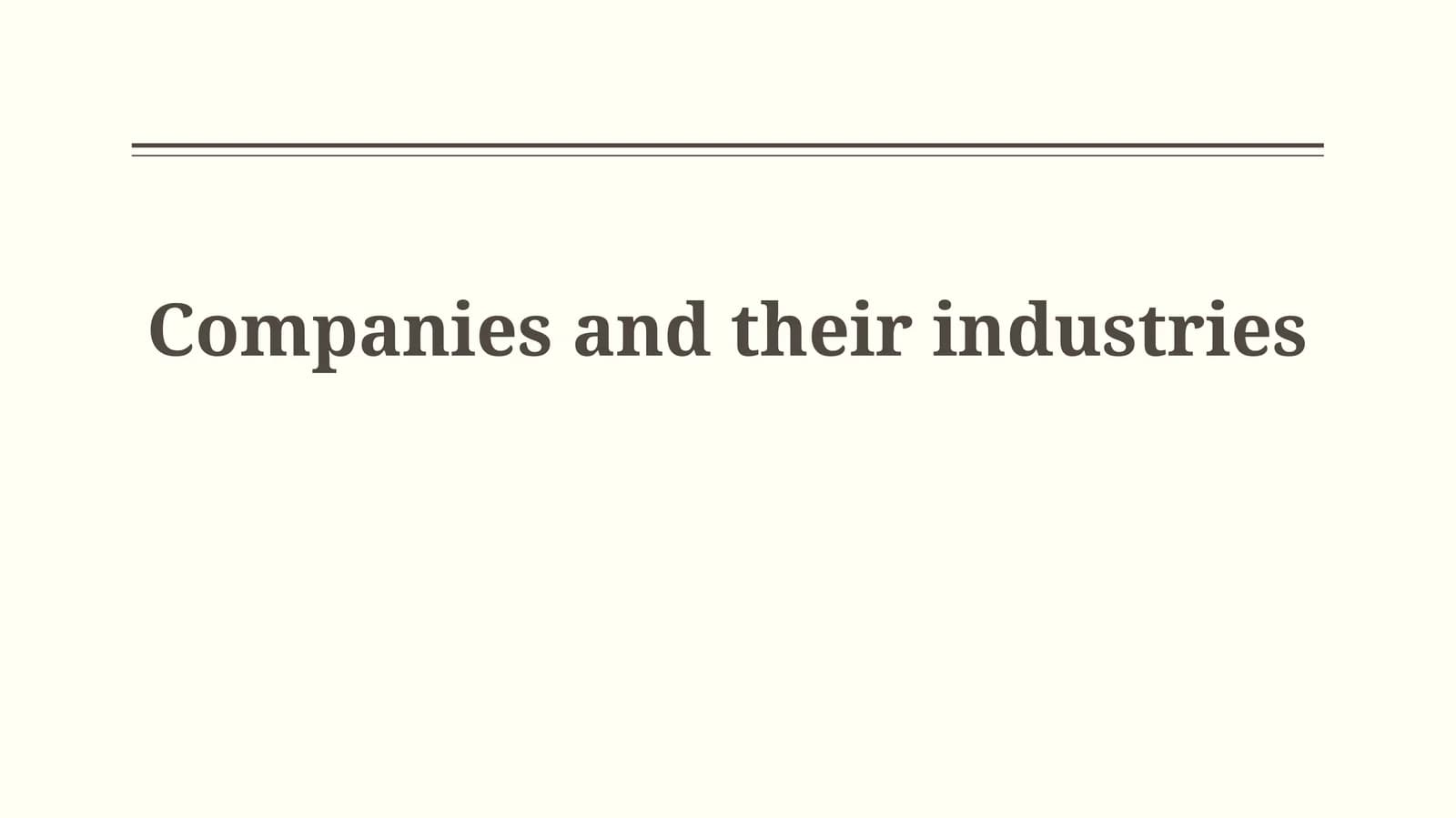 Companies and their industries